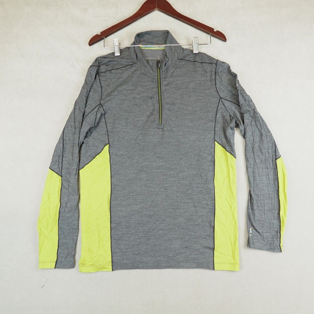 Smartwool Merino 150 1/4 Zip Long Sleeve Top Mens M Black Lightweight Baselayer